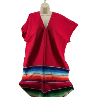 Photo of Rubies Mexican Poncho Red Tribal Serpe One Size Fits Most Blanket Gaban