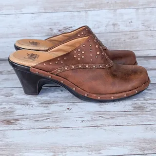 Photo of Sofft Brown Leather Studded Mule - Size 5.5 M