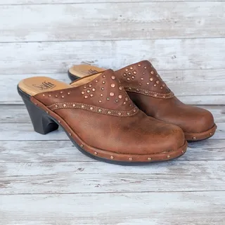 Photo of Sofft Brown Leather Studded Mule - Size 5.5 M