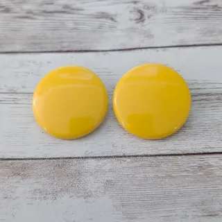 Photo of Vintage Clip On Earrings 1 & 3/8" Large Retro Yellow Statement