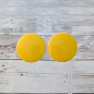 Photo of Vintage Clip On Earrings 1 & 3/8" Large Retro Yellow Statement