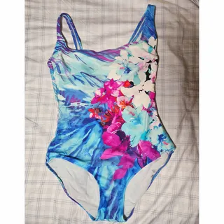 Photo of Gottex Square Neck One Piece Swimsuit, Blue Floral, Women's 14