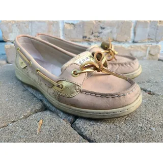 Photo of Sperry Top-Sider Angelfish Linen Eyelet Gold/Tan Boat Shoe, Women’s Size 7.5
