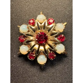 Photo of Vintage 1950's Opal Garnet Gemstone Gold Tone Starburst Brooch
