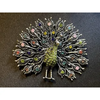 Photo of Large Rhinestone Peacock Brooch