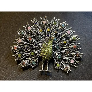 Photo of Large Rhinestone Peacock Brooch
