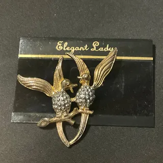 Photo of Vintage Elegant Lady Love Birds Brooch on Card