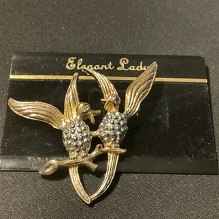Photo of Vintage Elegant Lady Love Birds Brooch on Card