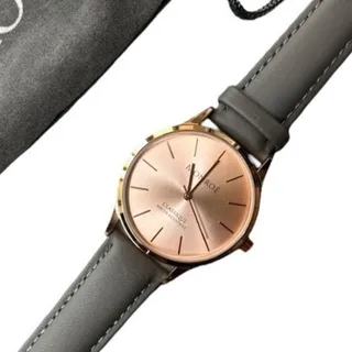 Photo of Monroe Maestro Minimalist Black Leather Watch Rose Gold face Wristwatch NEW