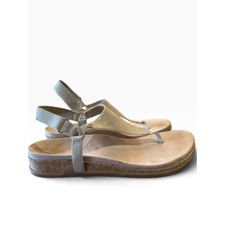 Photo of Vionic Women's Size 10 Pale Gold Metallic Silver T-Strap Sandals