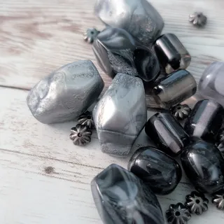 Photo of Grey/Silver/Dark Tones - Beads - Chunky Beads