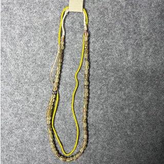 Photo of Anthropologie Ghana Glass Trade Bead & Yellow Seed Bead Layered Necklace NWT