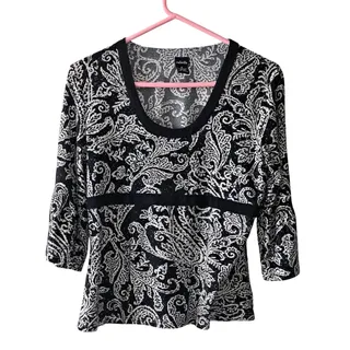 Photo of Rafaella Black White Paisley Bell Sleeve Top Medium