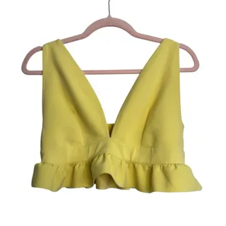 Photo of River Island Yellow Ruffle Plunge V-Neck Crop Top