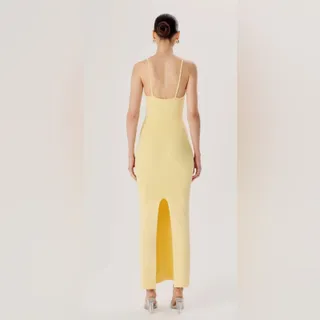 Photo of Ronny Kobo Janae Buttercream Yellow Spaghetti Strap Knit Maxi Dress