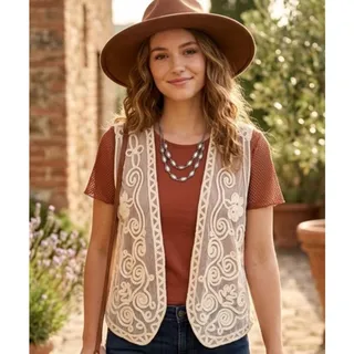 Photo of Vintage mesh and embroidered vest