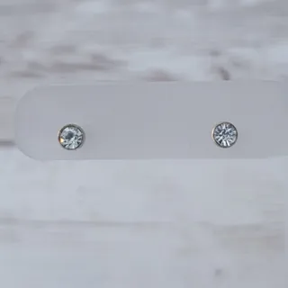 Photo of Stud Earrings - Small Clear Gem - Fair Condition