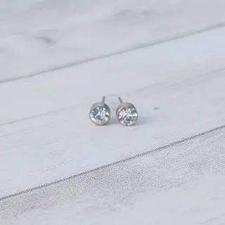 Photo of Stud Earrings - Small Clear Gem - Fair Condition