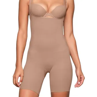 Photo of SKIMS Sheer Sculpt Open Bust Mid Thigh Bodysuit Clay 4X Shapewear NWT