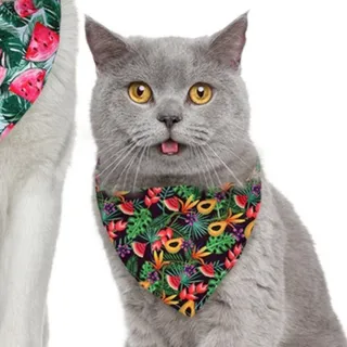 Photo of Pet Dog Cat Bandanas Medium Tropical Theme Fruit Flamingo Pineapple NEW