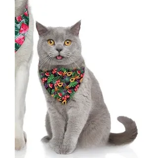 Photo of Pet Dog Cat Bandanas Medium Tropical Theme Flamingo Lemon NEW