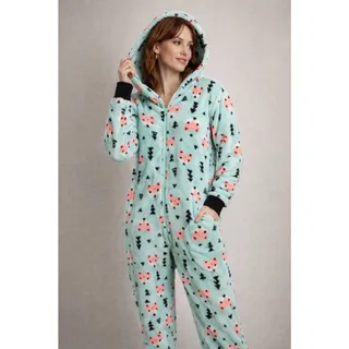 Photo of Love at First Sight Fox Hooded Fleece Pajama One Piece L Soft Zip Front