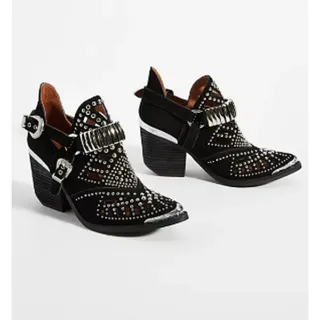 Photo of Jeffrey Campbell Calhoun Black Studded Cutout Western Ankle Boots Size 6.5