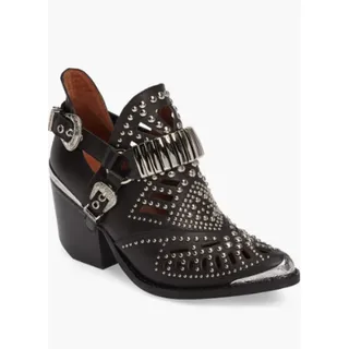 Photo of Jeffrey Campbell Calhoun Black Studded Cutout Western Ankle Boots Size 6.5