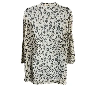 Photo of Mi Ami cream black animal print sheer open front cardigan bell sleeve One size