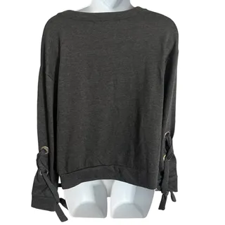 Photo of Inspired Hearts gray chunky lace up sleeves pullover sweatshirt crewneck medium