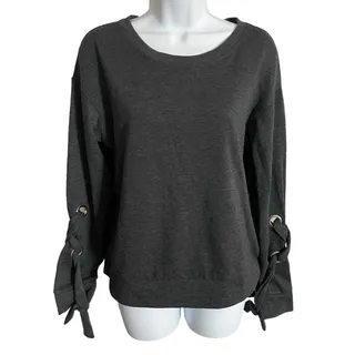 Photo of Inspired Hearts gray chunky lace up sleeves pullover sweatshirt crewneck medium