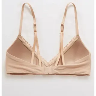 Photo of Aerie Real Happy Wireless Bra Nude Lace-Trim Hook cross back 36D NWT