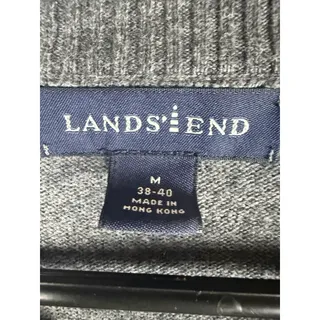 Photo of Lands' End Sweater Mens M Gray Cotton Cashmere Blend V Neck Classic Preppy Soft