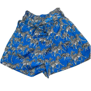 Photo of Zara paper bag shorts blue zebras tie waist belt silky XS nwot