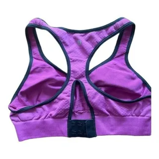 Photo of Lululemon Athletica Sports Bra purple black adjustable band no padding size 6