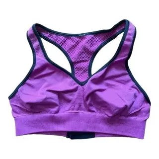 Photo of Lululemon Athletica Sports Bra purple black adjustable band no padding size 6