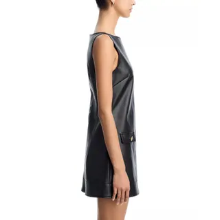 Photo of French Connection Women Black Faux Leather Dessa A-line Mini Dress Size US 14