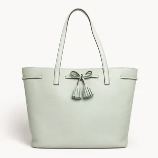 Photo of Kate Spade New York Mint Green Pebbled Leather Tassel Tote Shoulder Bag