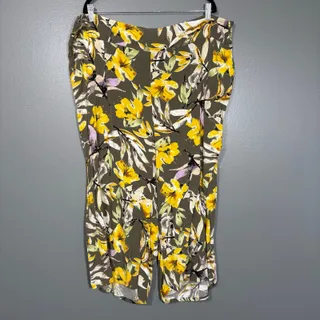 Photo of Evri Yellow Floral Ankle Length Bold Pants Elastic Waist - Women's Plus Size 22W