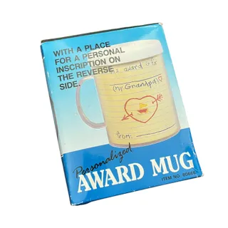 Photo of Vintage 1990 ARTMK Personalized Grandpa Award Thermal Mug NIB Photo Insert 10 oz