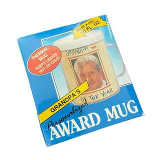 Photo of Vintage 1990 ARTMK Personalized Grandpa Award Thermal Mug NIB Photo Insert 10 oz