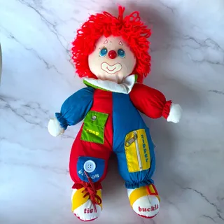 Photo of Vintage 1983 AmToy Learn to Dress Clown Plush Snap Zip Tie Buckle Button