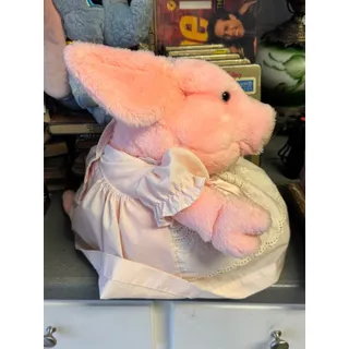 Photo of Vintage 1987 Rich's Priscilla Pink Pig Plush 14" Alexis USA 80s Dress Atlanta