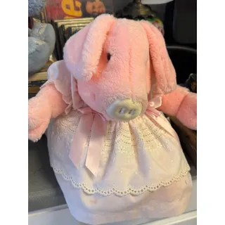 Photo of Vintage 1987 Rich's Priscilla Pink Pig Plush 14" Alexis USA 80s Dress Atlanta