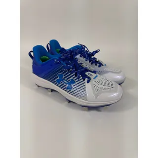 Photo of Under Armour Yard Low Metal Baseball Cleats White Blue M 7.5 / W 9 3025592-400