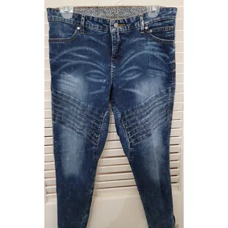 Photo of Harley Davidson Womens Mid Rise Zip Cuff Skinny Blue Stretch Denim Jeans Size 29