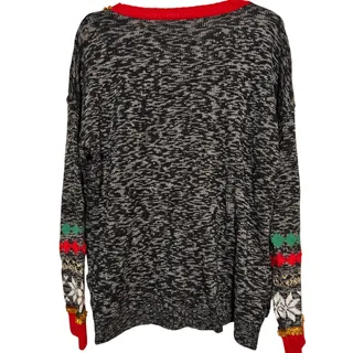 Photo of Women’s Black White Meowy Christmas Cat Pullover Sweater Snowflakes Size XL