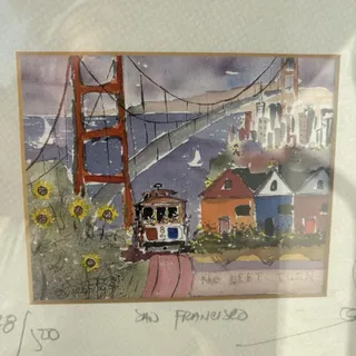 Photo of E. Guzman “San Francisco” Golden Gate Bridge Signed Numbered Print Framed 1998