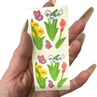 Photo of Sandylion Flower & Butterfly Stickers, Flocked Scrapbooking Sticker Sheet