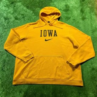 Photo of Nike Center Swoosh Iowa Hawkeyes Club Fleece Hoodie Mens XXL Yellow Pullover